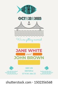 Wedding Invitation Card Template wiht nautical concept