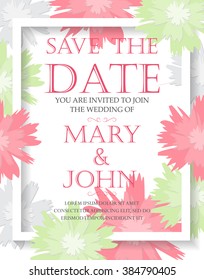 wedding invitation card templates, flower concept.  love and valentine day. can be use for party invitation, banner, web page design element or holiday greeting card. vector illustration