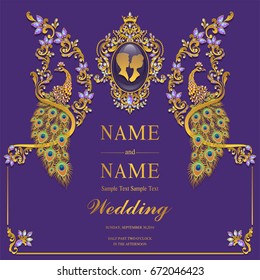 Wedding Invitation Card Templates Gold Patterned Stock Vector (Royalty ...