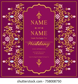 Wedding Invitation Card Templates Gold Patterned Stock Vector (Royalty ...