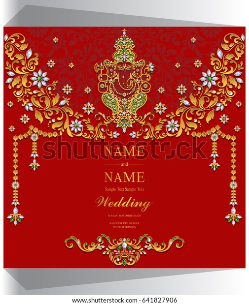 Wedding Invitation Card Templates Gold Ganesha Stock