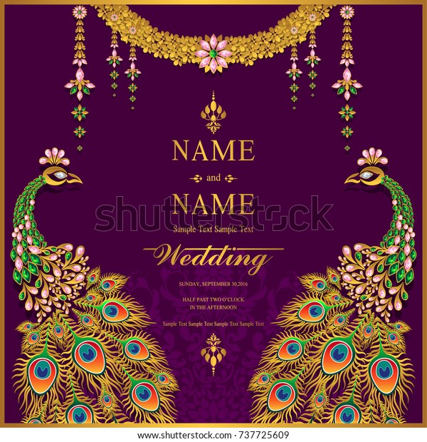 Wedding Invitation Card Templates Gold Patterned Stock Vector Royalty Free 737725609