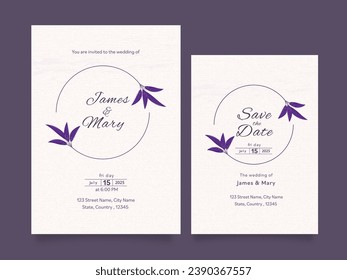 Wedding Invitation Card Templates Layout with Event Details for Ready To Print.