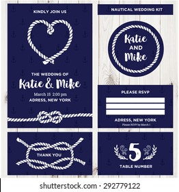 Wedding Invitation Card Templates in Nautical Style