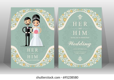 Wedding Invitation card templates set with pastel color patterned and crystals on paper background.