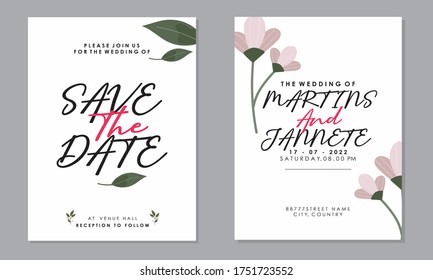 plantillas de tarjetas de invitación de boda con texto, tarjetas de felicitación decorativas vectoriales o fondos de diseño de invitación