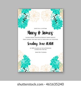 Wedding  invitation or card  with tropical floral background. Greeting postcard in grunge retro vector Elegance pattern with flower rose  illustration vintage style Valentine's day card Luau Aloha 