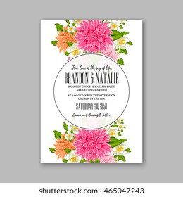 Wedding invitation or card with tropical floral background. Greeting postcard in grunge retro vector Elegance pattern with flower rose illustration vintage chrysanthemum Valentine day card Luau Aloha 