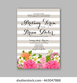 Wedding invitation or card with tropical floral background. Greeting postcard in grunge retro vector Elegance pattern with flower rose illustration vintage chrysanthemum Valentine day card Luau Aloha 