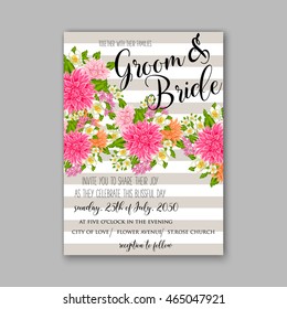 Wedding invitation or card with tropical floral background. Greeting postcard in grunge retro vector Elegance pattern with flower rose illustration vintage chrysanthemum Valentine day card Luau Aloha 