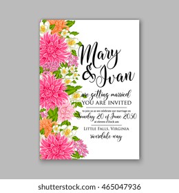 Wedding invitation or card with tropical floral background. Greeting postcard in grunge retro vector Elegance pattern with flower rose illustration vintage chrysanthemum Valentine day card Luau Aloha 