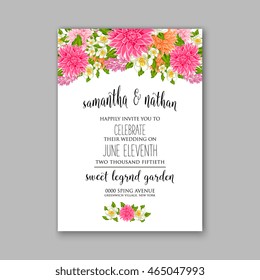 Wedding invitation or card with tropical floral background. Greeting postcard in grunge retro vector Elegance pattern with flower rose illustration vintage chrysanthemum Valentine day card Luau Aloha 