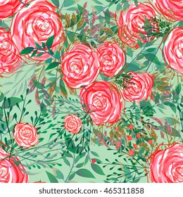 Wedding invitation or card with tropical floral background. Greeting postcard in grunge retro vector Elegance pattern with flower rose illustration vintage chrysanthemum Valentine day card Luau Aloha 