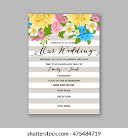 Wedding invitation or card with tropical floral background. Greeting postcard in grunge retro vector Elegance pattern with flower rose illustration vintage chrysanthemum Valentine day card Luau Aloha
