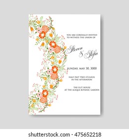 Wedding invitation or card with tropical floral background. Greeting postcard in grunge retro vector Elegance pattern with flower rose illustration vintage style Valentine's day card Luau Aloha