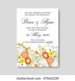 Wedding invitation or card with tropical floral background. Greeting postcard in grunge retro vector Elegance pattern with flower rose illustration vintage style Valentine's day card Luau Aloha