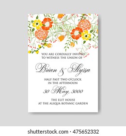 Wedding invitation or card with tropical floral background. Greeting postcard in grunge retro vector Elegance pattern with flower rose illustration vintage style Valentine's day card Luau Aloha