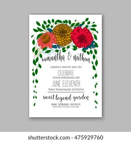 Wedding invitation or card with tropical floral background. Greeting postcard in grunge retro rose Elegance pattern with flower rose illustration vintage chrysanthemum Valentine day card Luau Aloha