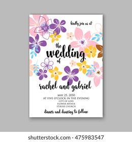 Wedding invitation or card with tropical floral background. Greeting postcard in grunge retro vector Elegance pattern with flower rose illustration vintage chrysanthemum Valentine day card Luau Aloha
