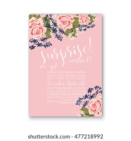 Wedding invitation or card with tropical floral background. Greeting postcard in grunge retro vector Elegance pattern with flower rose illustration vintage chrysanthemum Valentine day card Luau Aloha