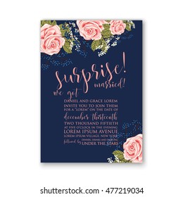 Wedding invitation or card with tropical floral background. Greeting postcard in grunge retro vector Elegance pattern with flower rose illustration vintage chrysanthemum Valentine day card Luau Aloha