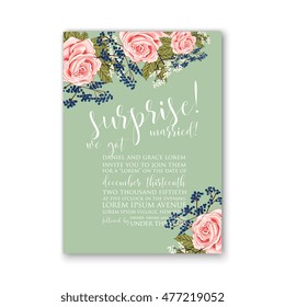 Wedding invitation or card with tropical floral background. Greeting postcard in grunge retro vector Elegance pattern with flower rose illustration vintage chrysanthemum Valentine day card Luau Aloha