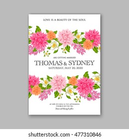 Wedding invitation or card with tropical floral background. Greeting postcard in grunge retro vector Elegance pattern with flower rose illustration vintage chrysanthemum Valentine day card Luau Aloha