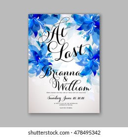 Wedding invitation or card with tropical floral background. Greeting postcard in grunge retro vector Elegance pattern with flower rose illustration vintage chrysanthemum Valentine day card Luau Aloha