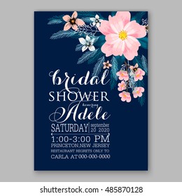 Wedding invitation or card with tropical floral background. Greeting postcard in grunge retro vector Elegance pattern with flower rose illustration vintage chrysanthemum Valentine day card Luau Aloha