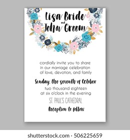 Wedding invitation or card with tropical floral background. Greeting postcard in grunge retro vector Elegance pattern with flower rose illustration vintage chrysanthemum Valentine day card Luau Aloha