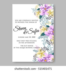 Wedding invitation or card with tropical floral background. Greeting postcard in grunge retro vector Elegance pattern with flower rose illustration vintage chrysanthemum Valentine day card Luau Aloha