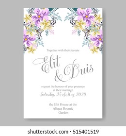 Wedding invitation or card with tropical floral background. Greeting postcard in grunge retro vector Elegance pattern with flower rose illustration vintage chrysanthemum Valentine day card Luau Aloha