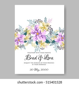 Wedding invitation or card with tropical floral background. Greeting postcard in grunge retro vector Elegance pattern with flower rose illustration vintage chrysanthemum Valentine day card Luau Aloha
