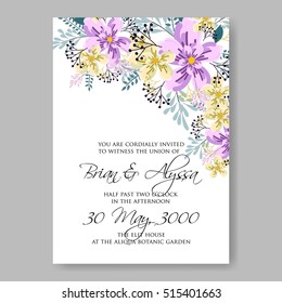 Wedding invitation or card with tropical floral background. Greeting postcard in grunge retro vector Elegance pattern with flower rose illustration vintage chrysanthemum Valentine day card Luau Aloha