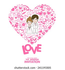 Wedding Invitation Card. Valentine Card. Vector and illustration