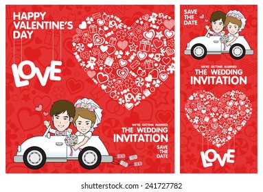 Wedding Invitation Card. Valentine Card. Vector and illustration