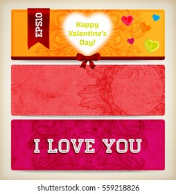wedding invitation card or Valentines day designs set with vintage ornamental elements, borders, dividers, headers and frame templates. Retro flowers