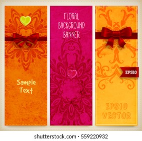 wedding invitation card or Valentines day designs set with vintage ornamental elements, borders, dividers, headers and frame templates. Retro flowers