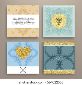 wedding invitation card or Valentines day designs set with vintage ornamental elements, borders, dividers, headers and frame templates. Retro flowers