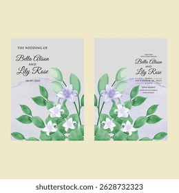  Wedding invitation card Vector decorative greeting card or invitation design background with watercolor green .