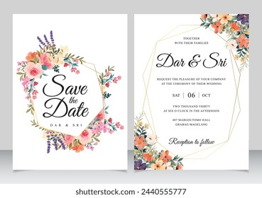 Wedding Invitation Card with Vector Floral and Decorative Template. Illustrator and designer. Wedding Invites, save the date, Birthday Invites, Video Invites, E-Cards.