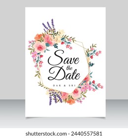 Wedding Invitation Card with Vector Floral. Illustrator and designer. Wedding Invites, save the date, Birthday Invites, Video Invites, E-Cards.