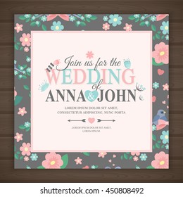 wedding invitation card, vector illustration