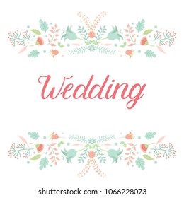 Wedding invitation card vector save the date suite with flower templates day marriage handmade lettering print layout design illustration