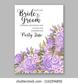Wedding invitation card vector Template rose  