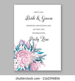 Wedding invitation card vector Template rose  