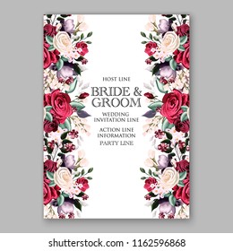 Wedding invitation card vector Template rose  