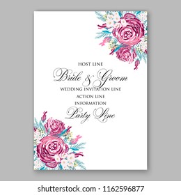Wedding invitation card vector Template rose  