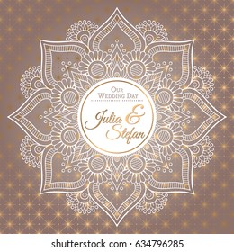 Wedding invitation card. Vintage decorative elements. Hand drawn background