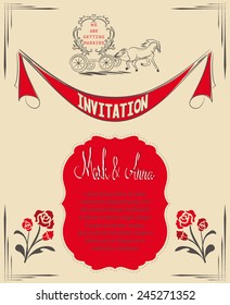 wedding invitation card with vintage design elements
